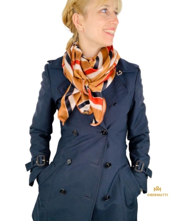 Schal mit Halsschleife aus Seide im Streifenprint